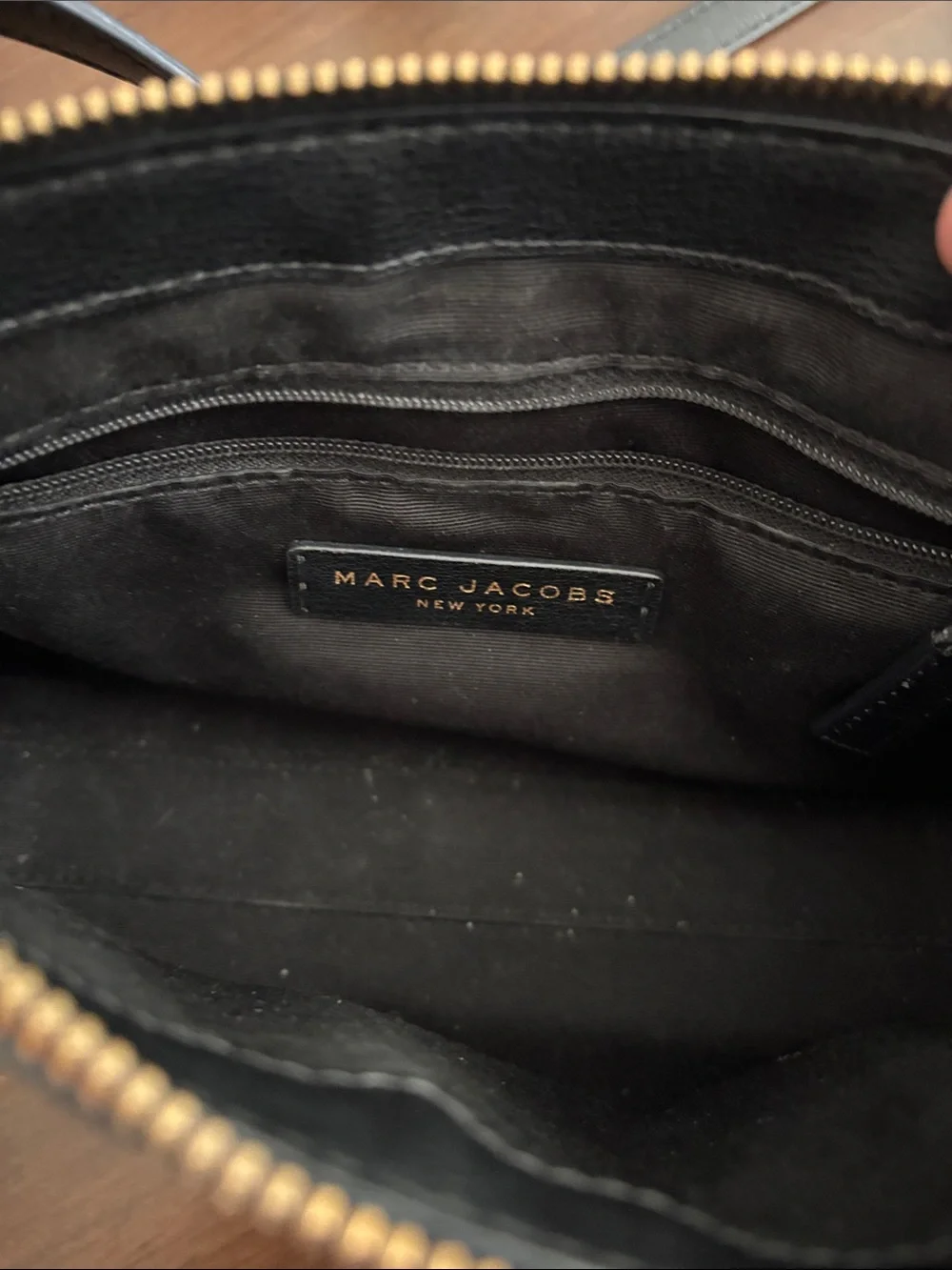 Marc Jacobs Black Leather Crossbody with Gold Hardware
